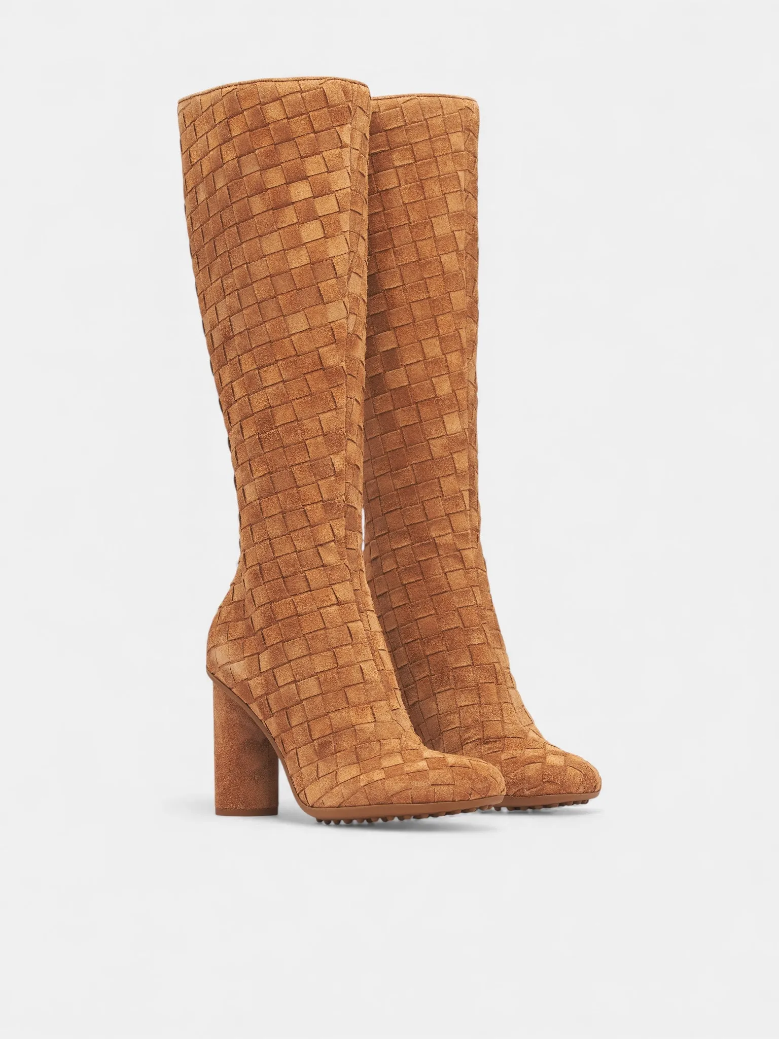 Beige Intrecciato Suede High Boots (855922V4JC0003-TAFFY) sold by lorenzo product image thumbnail 2