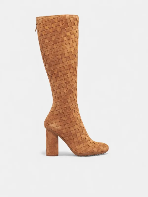 Beige Intrecciato Suede High Boots (855922V4JC0003-TAFFY) sold by lorenzo