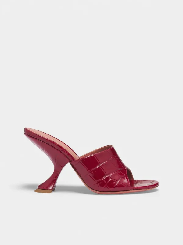 Croc-Embossed Leather Taylor Slippers (TAYLOR-SLIPPER-90-TERRACOTTA-C) made by Amina Muaddi
