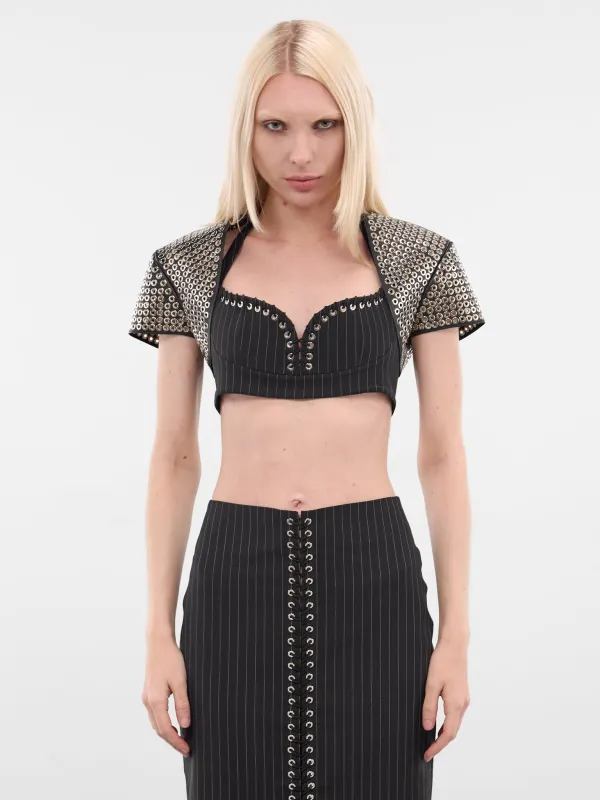 Black Lamb Leather Bolero Jacket (TP046-M-LEATHER-BLACK) sold by lorenzo