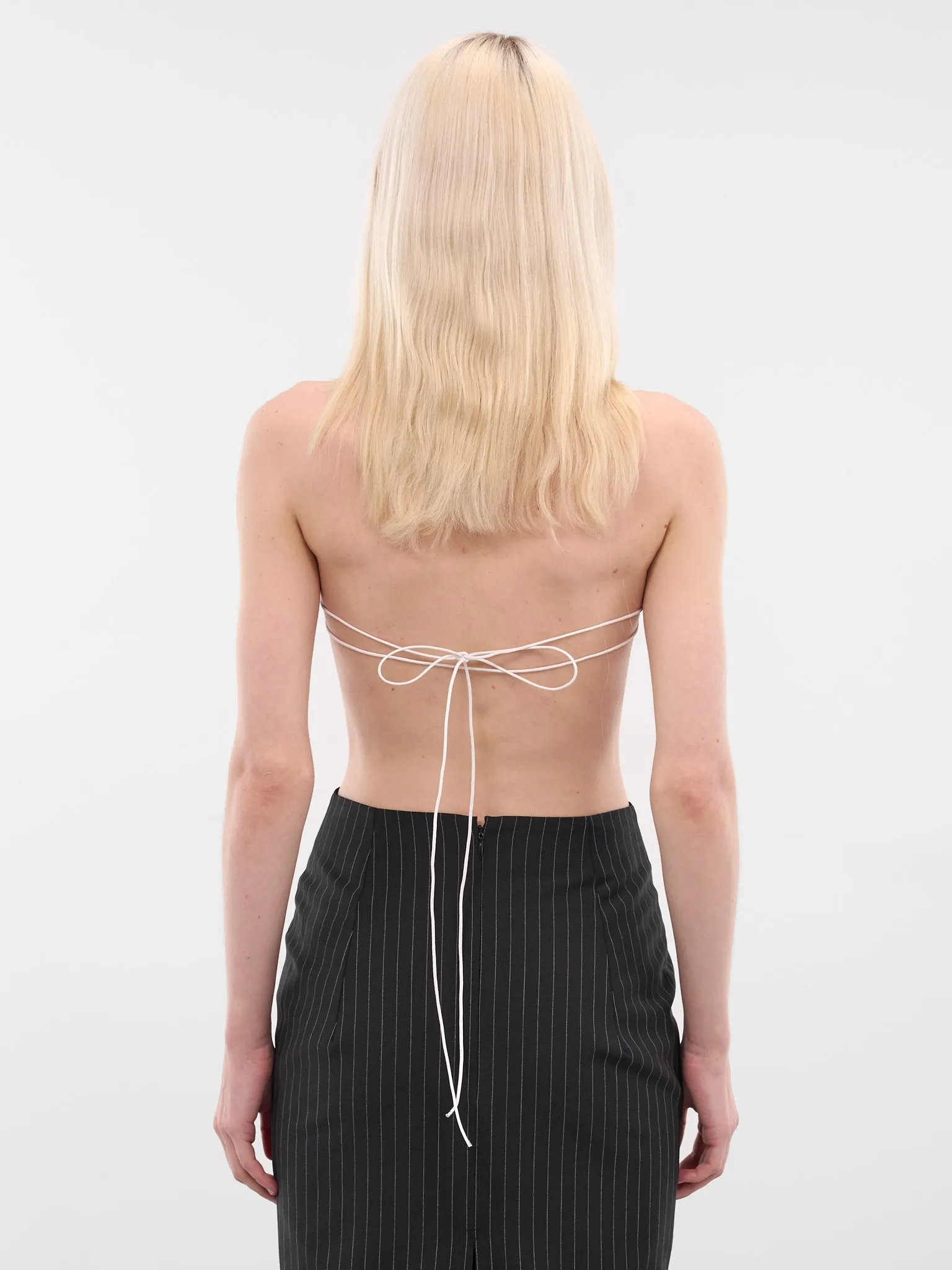 White Cotton Mini Plastron Shirt (SH013-W-CO0001-WHITE) sold by lorenzo product image thumbnail 3