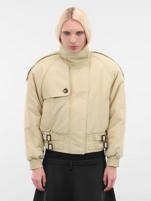 Beige Regenerated Gabardine Bomber Jacket (UJA069ADWOV0090-LIGHT-BEIGE) made by Marine Serre