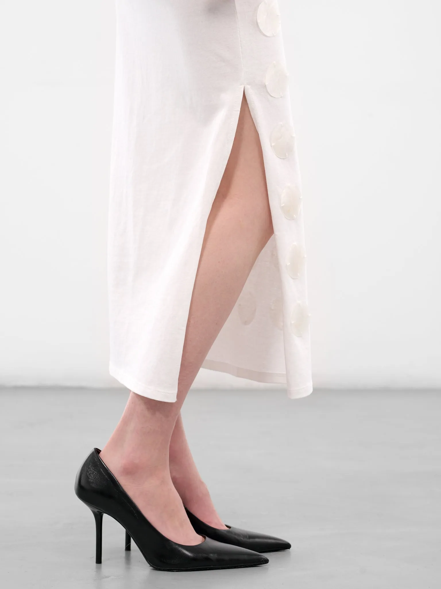 White MOP Sequin Maxi Skirt (5005-WHITE) sold by lorenzo product image thumbnail 5