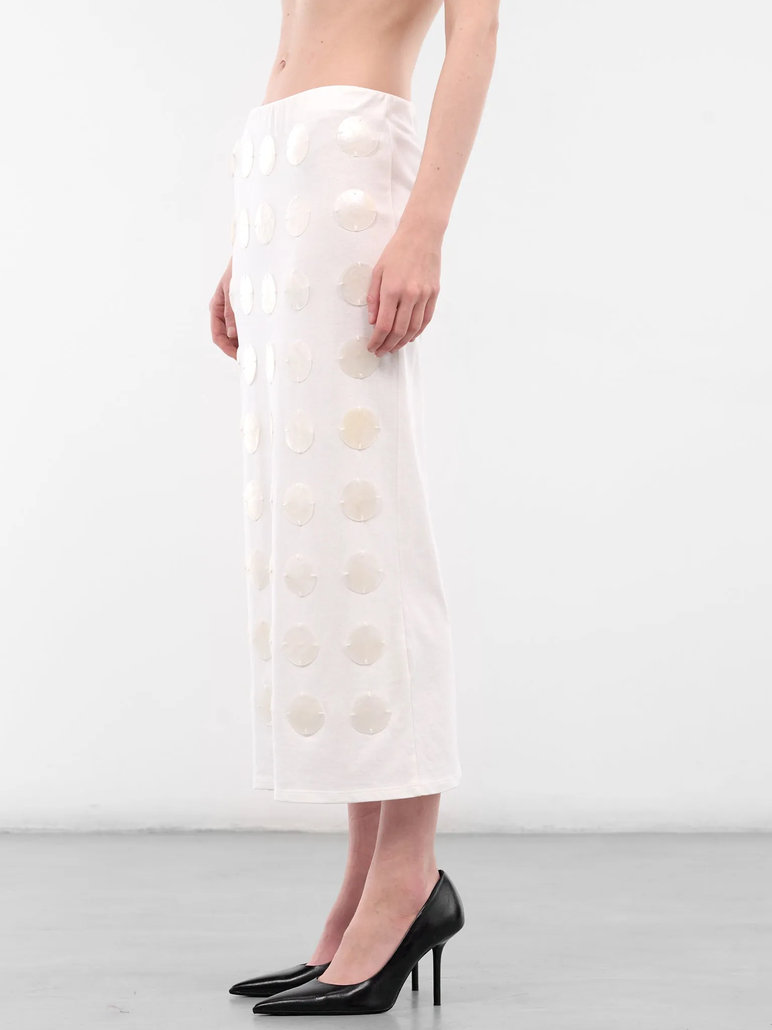 White MOP Sequin Maxi Skirt (5005-WHITE) sold by lorenzo product image thumbnail 2