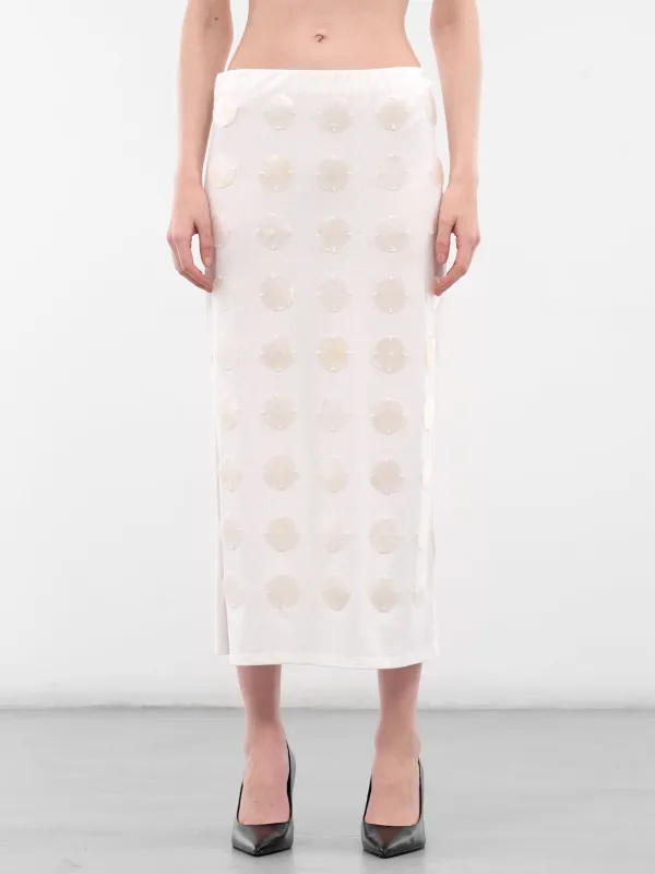 White MOP Sequin Maxi Skirt (5005-WHITE) sold by lorenzo