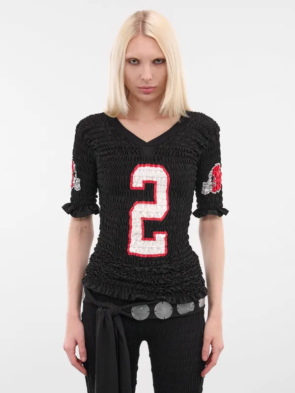 Shirred Football Jersey Top (2035-MULTI) sold by lorenzo