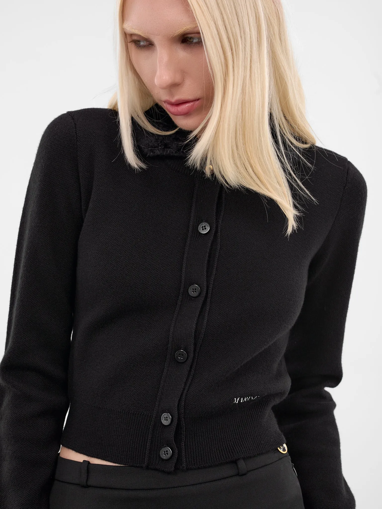 Black Merino Wool Knit Cardigan (WTK082ACKNI0033-BK99-BLACK) sold by lorenzo product image thumbnail 5