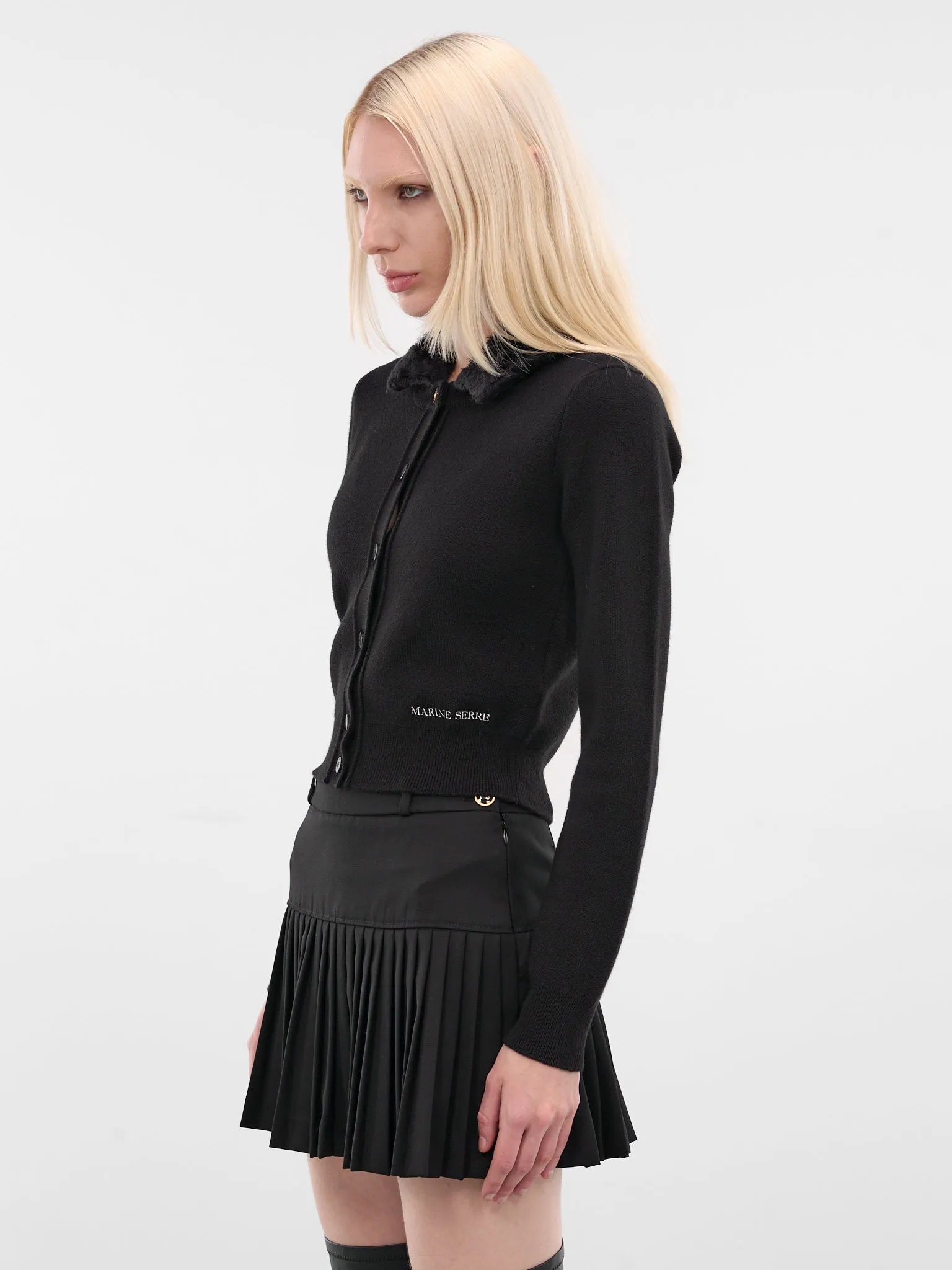 Black Merino Wool Knit Cardigan (WTK082ACKNI0033-BK99-BLACK) sold by lorenzo product image thumbnail 2