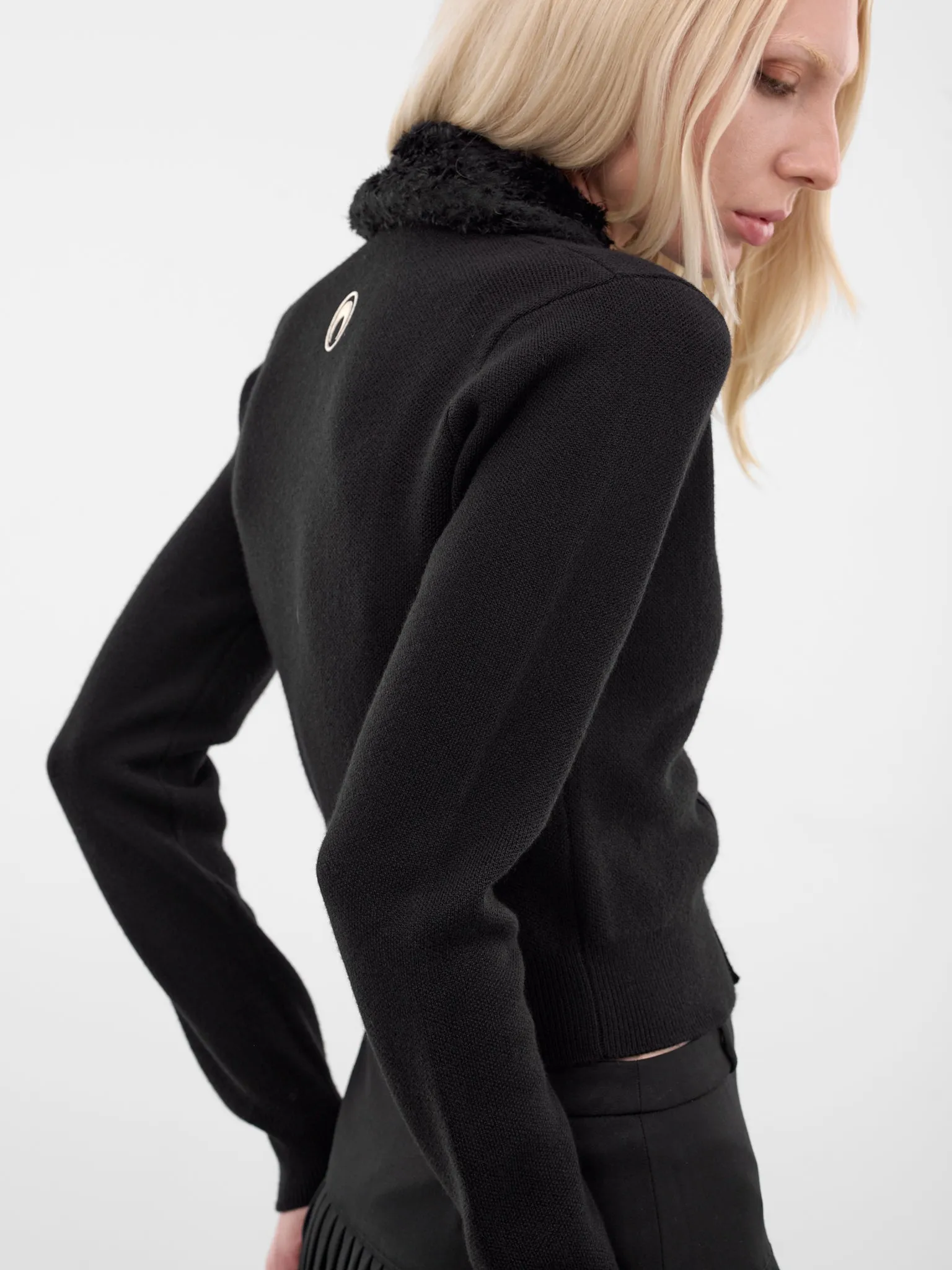 Black Merino Wool Knit Cardigan (WTK082ACKNI0033-BK99-BLACK) sold by lorenzo product image thumbnail 4