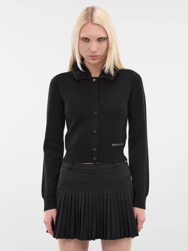 Black Merino Wool Knit Cardigan (WTK082ACKNI0033-BK99-BLACK) sold by lorenzo