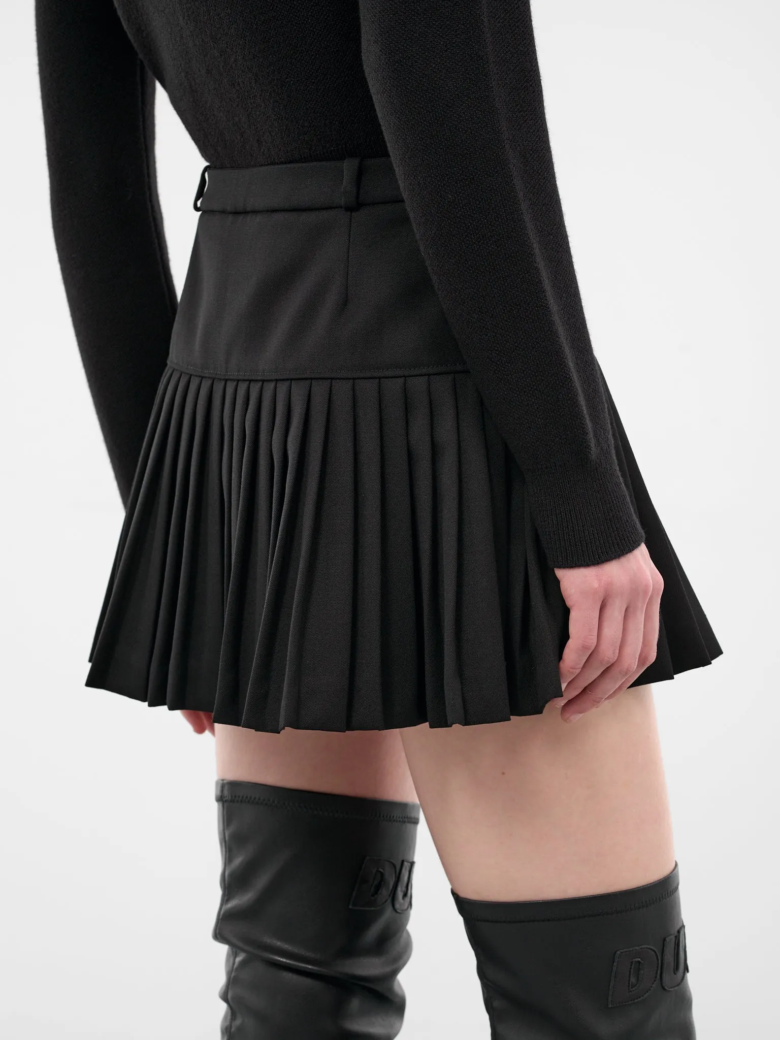 Black Wool Pleated Mini Skirt (WSK063ACWOV0071-BK99-BLACK) sold by lorenzo product image thumbnail 5