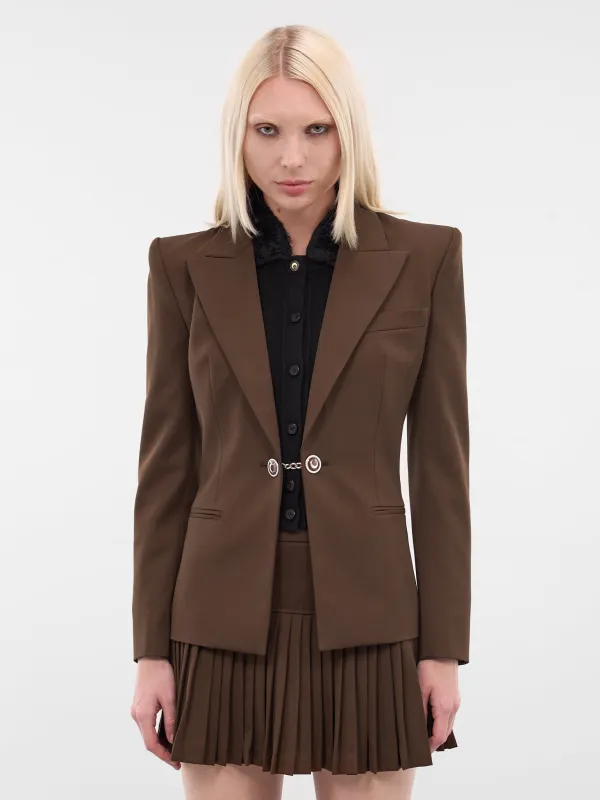 Brown Wool Tailored Blazer (WJA068ACWOV0071-BR30-BROWN) made by Marine Serre