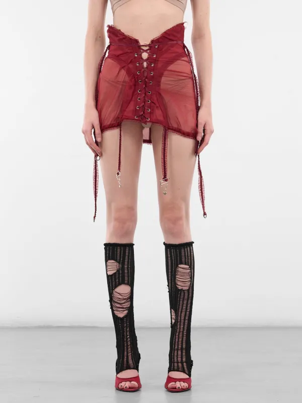 Blood Red Distressed Leg Warmers (BLOOD-RED-BLACK) sold by lorenzo