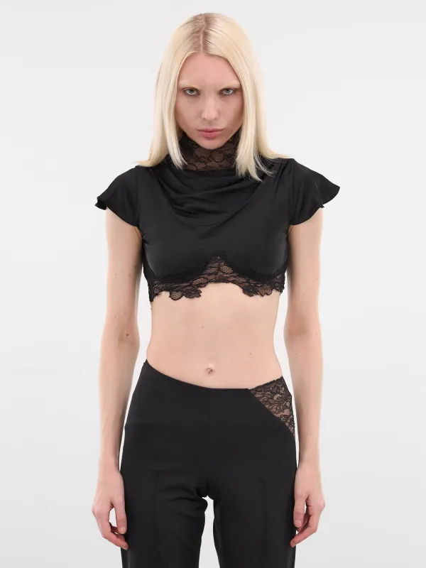 Midnight Lace Crop Top (MIDNIGHT-LACE-BLACK) made by Di Petsa