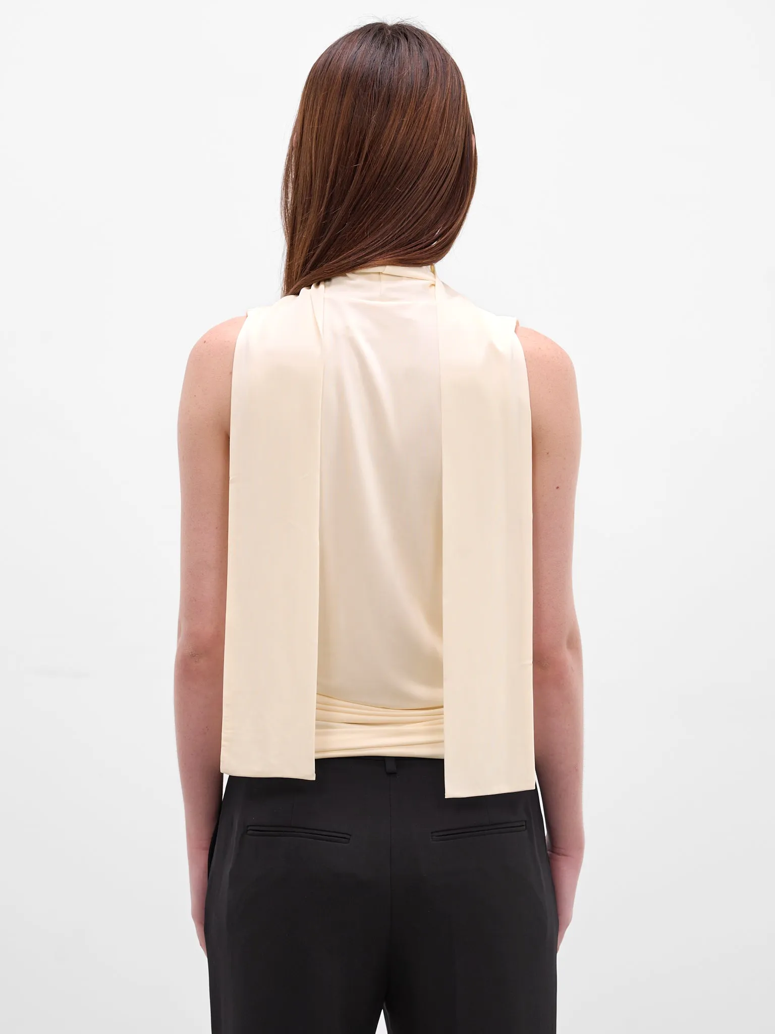 Brise White Draped Scarf Blouse (AMR2667-PEARL) sold by lorenzo product image thumbnail 3