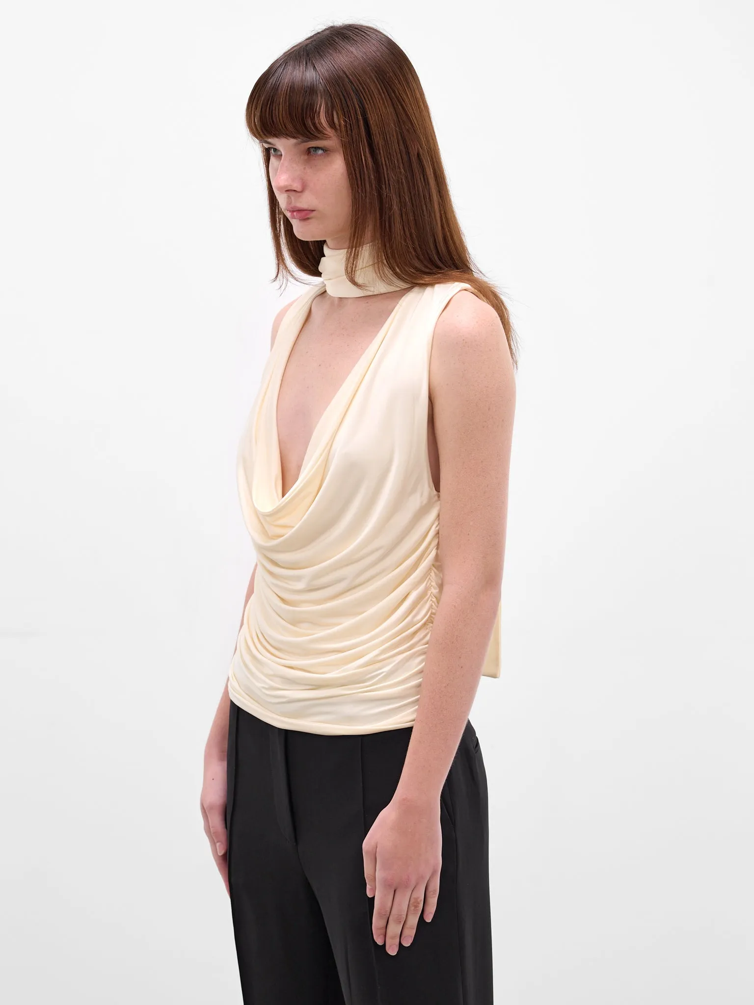 Brise White Draped Scarf Blouse (AMR2667-PEARL) sold by lorenzo product image thumbnail 2