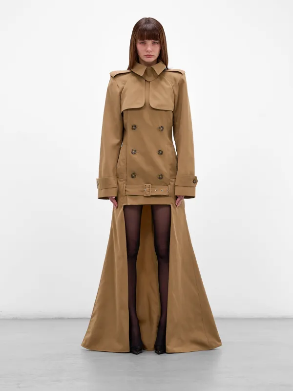 Beige Cut-Out Flared Trench Coat (26/01-W-OU025-W057-68-BEIGE) sold by lorenzo