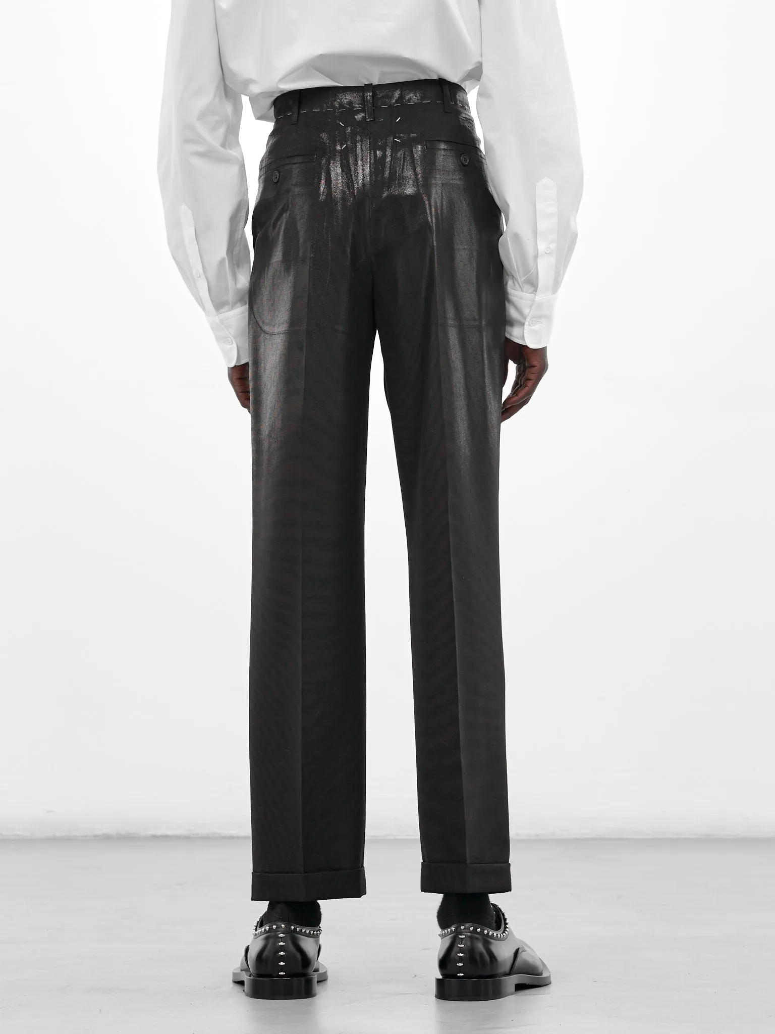 Black Wool Coated Tailored Trousers (S50KA0702-M35745-900-BLACK) sold by lorenzo product image thumbnail 3