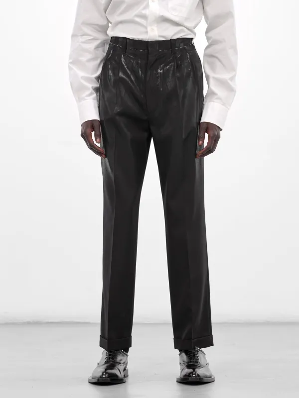 Black Wool Coated Tailored Trousers (S50KA0702-M35745-900-BLACK) made by Maison Margiela