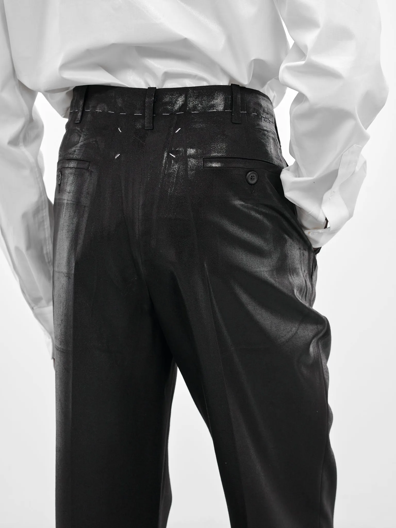 Black Wool Coated Tailored Trousers (S50KA0702-M35745-900-BLACK) sold by lorenzo product image thumbnail 5