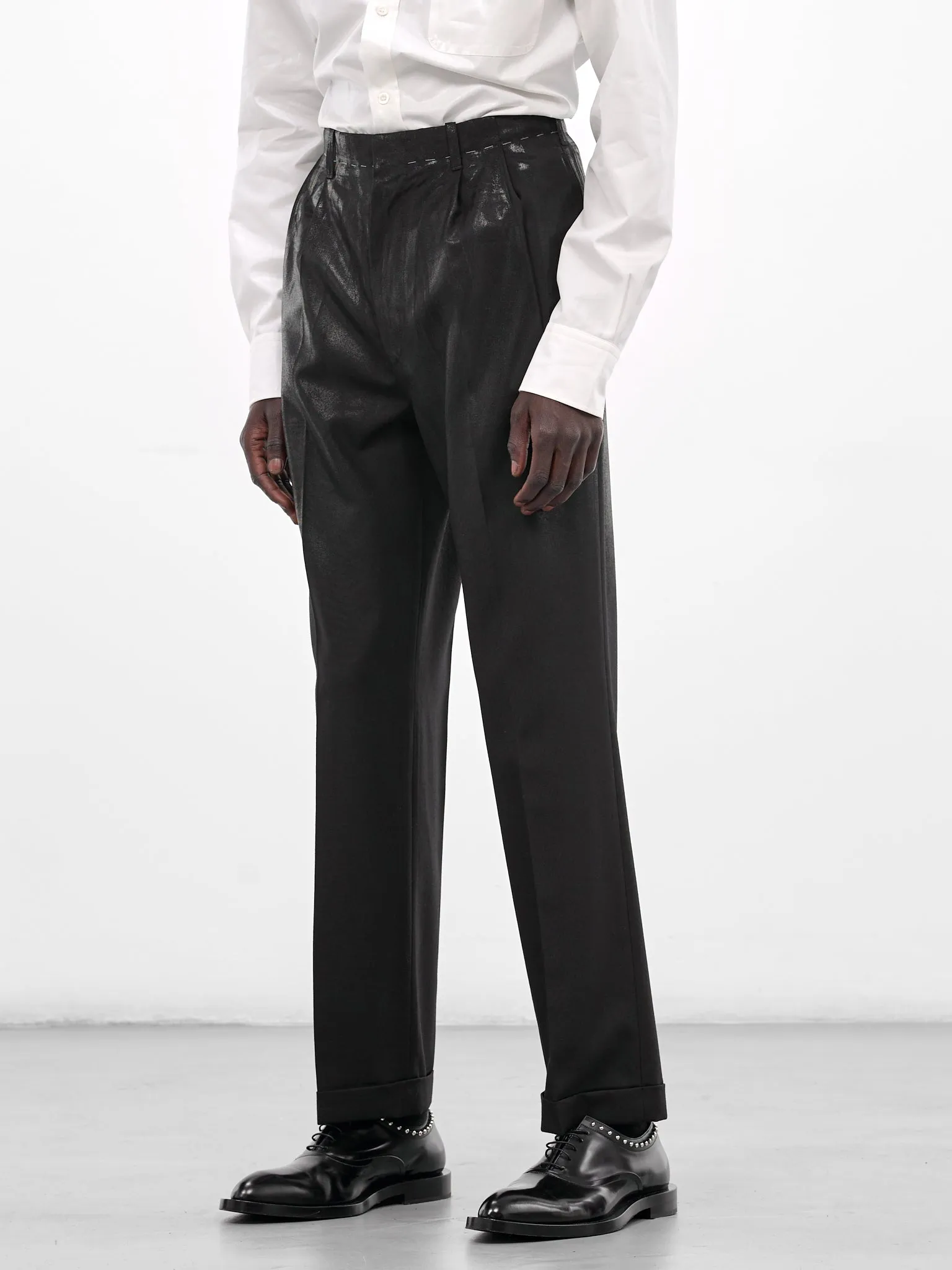 Black Wool Coated Tailored Trousers (S50KA0702-M35745-900-BLACK) sold by lorenzo product image thumbnail 2