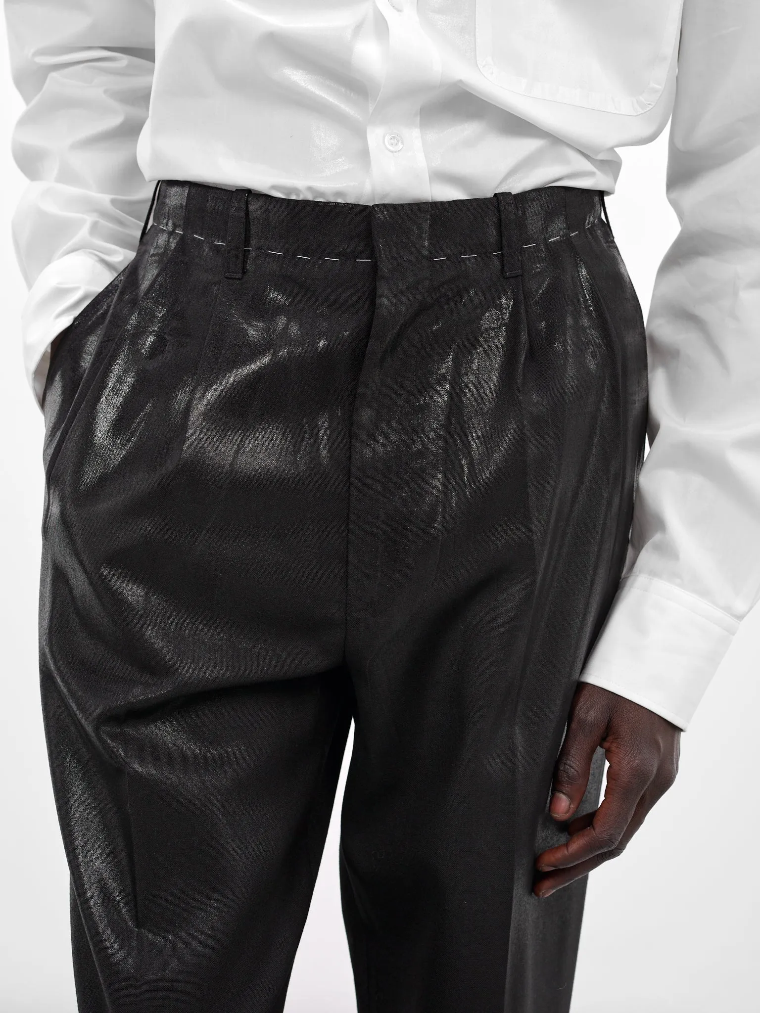 Black Wool Coated Tailored Trousers (S50KA0702-M35745-900-BLACK) sold by lorenzo product image thumbnail 4