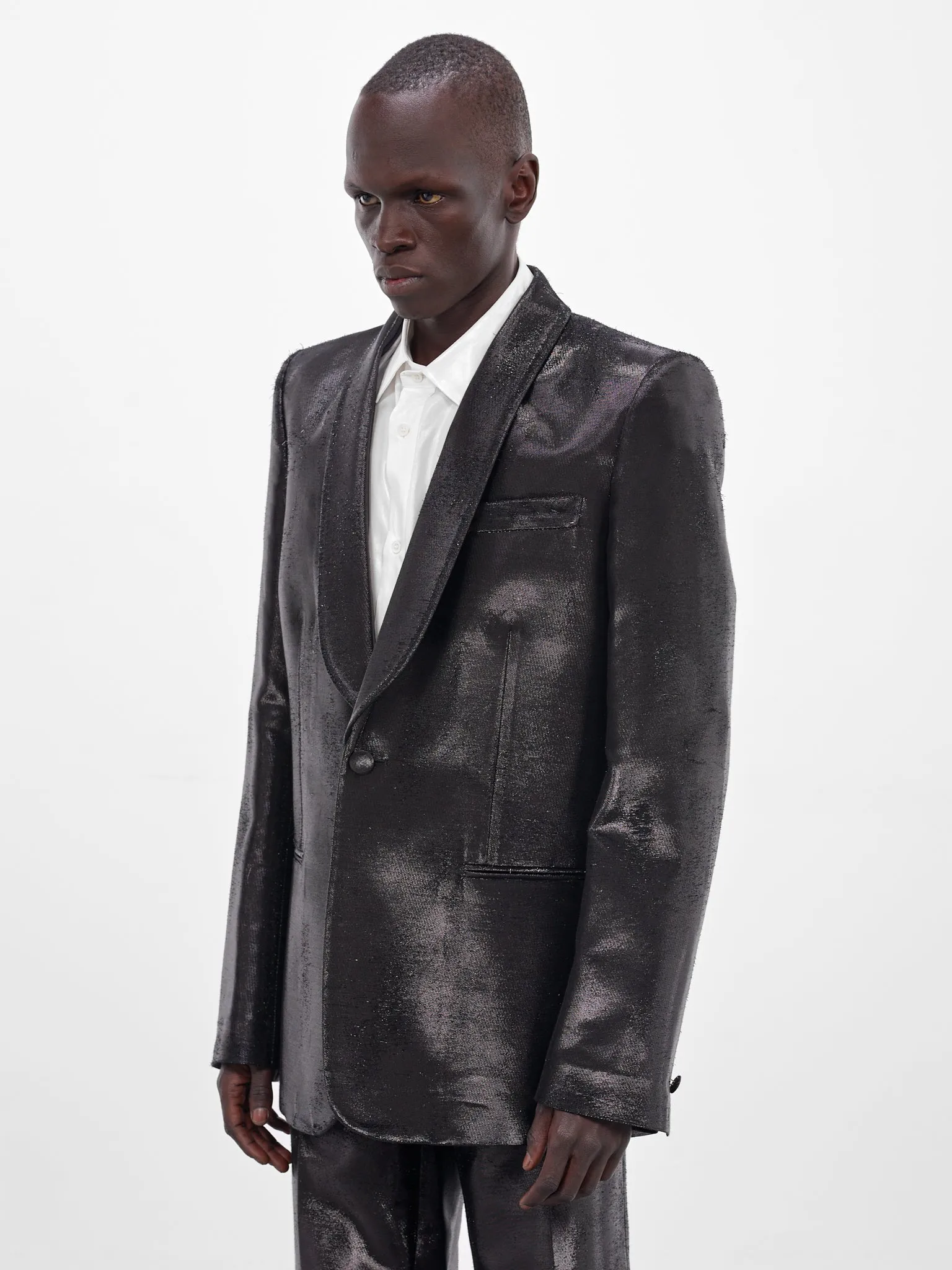 Black Jacquard Metallic Shine Blazer (SH2BN0015-M35610-900-BLACK) sold by lorenzo product image thumbnail 2