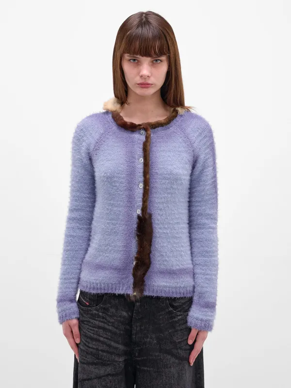 Wool Knit Fur Trim Cardigan (PT08KN08USXX-VIOLET-GREY) sold by lorenzo