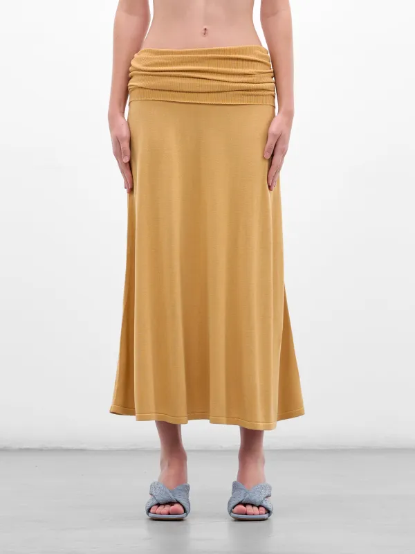 Rylin Saffron Draped Silk Skirt (AMR2641-SAFFRON) made by Aya Muse
