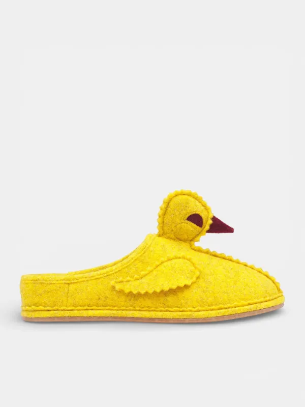 Yellow Felt Rubber Duck Slippers (MRS26FW001-YELLOW-RED) sold by lorenzo