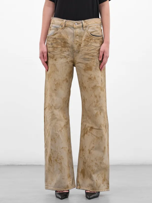 Beige Stained 2021F Klondike Jeans (2121F-KLONDIKE-SAND-BEIGE) made by Acne Studios