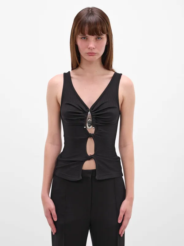 Black Stone Charm Cut-Out Top (25041333-BLACK) sold by lorenzo