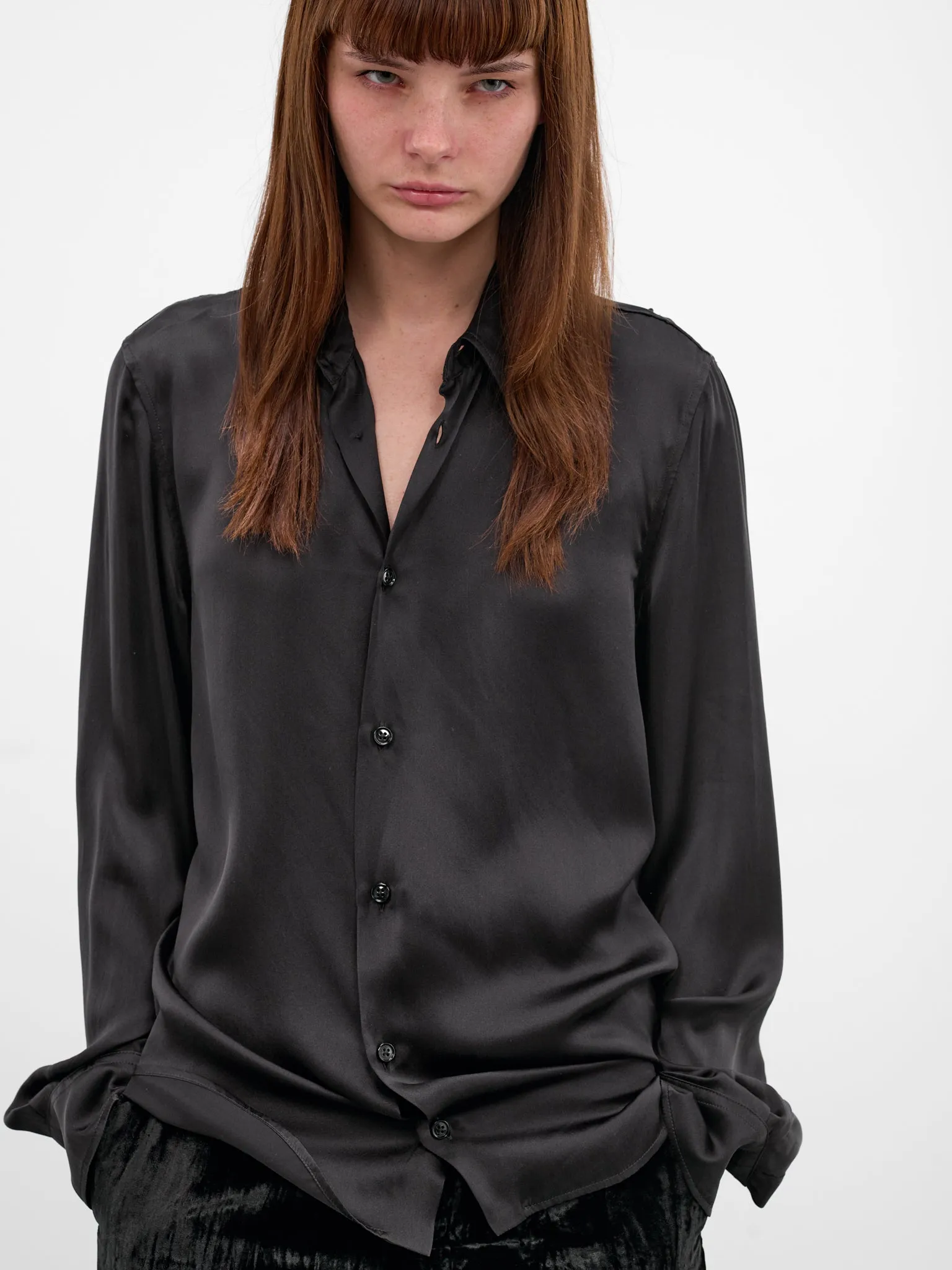 Lais Black Silk Lacing Shirt (B0013793-FA134-BLACK) sold by lorenzo product image thumbnail 4