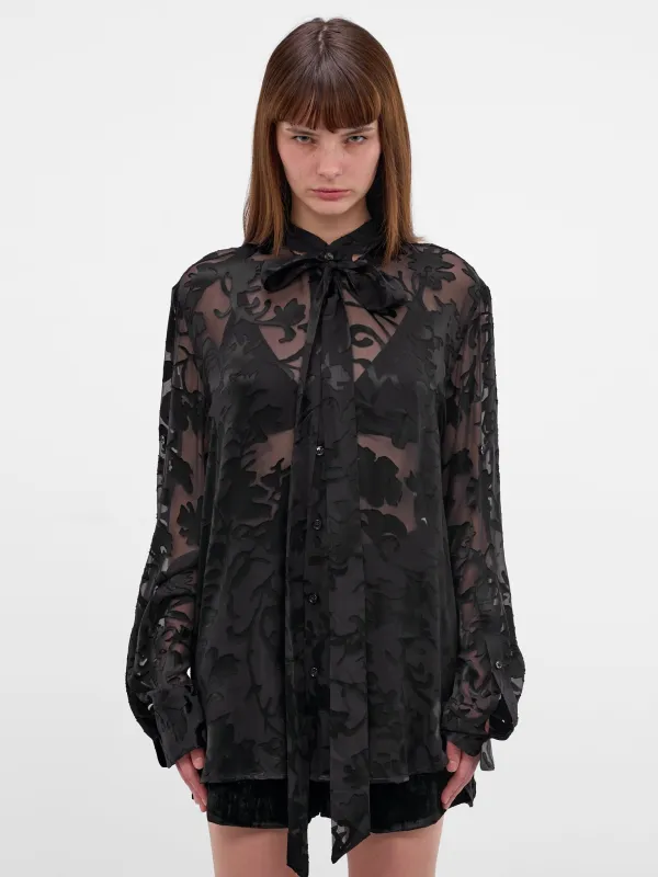 Dien Foulard Floral Silk Shirt (B0013768-FA715-BLACK) made by Ann Demeulemeester