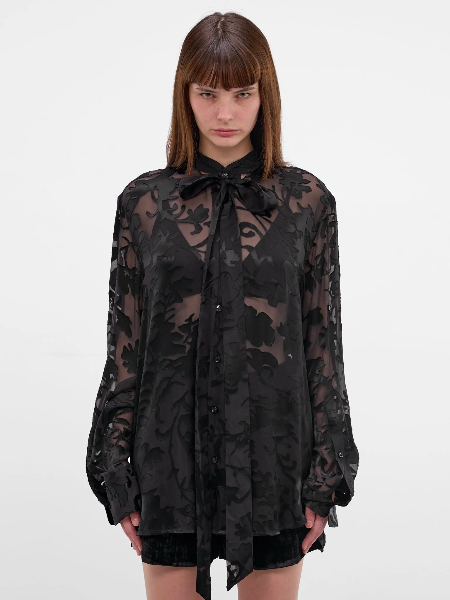 Dien Foulard Floral Silk Shirt (B0013768-FA715-BLACK) sold by lorenzo