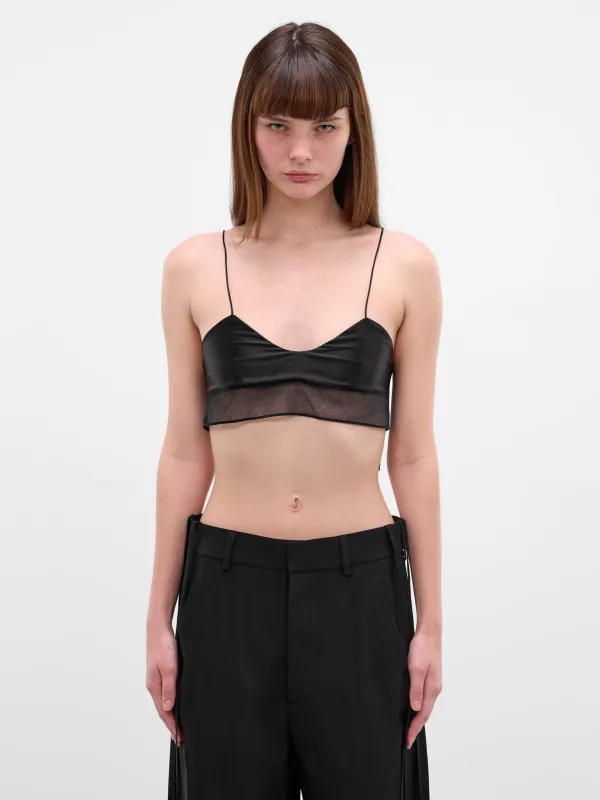 Abelina Black Silk Bra Top (B0012716-FA134-BLACK) made by Ann Demeulemeester