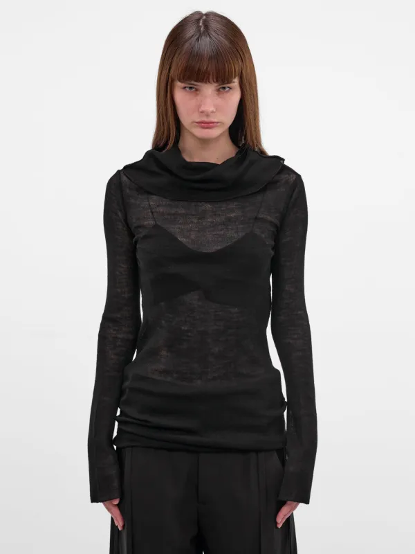 Tizziana Black Wool Knit Top (B0010916-FA050-BLACK) made by Ann Demeulemeester