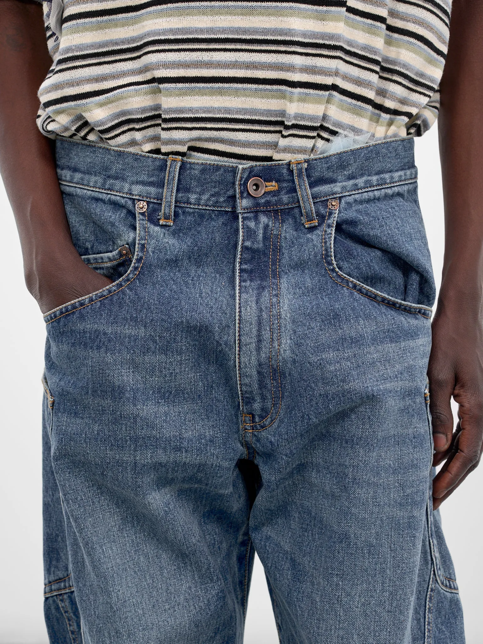 3-D Cutting Denim Jeans (26SS-P-01-INDIGO) sold by lorenzo product image thumbnail 5