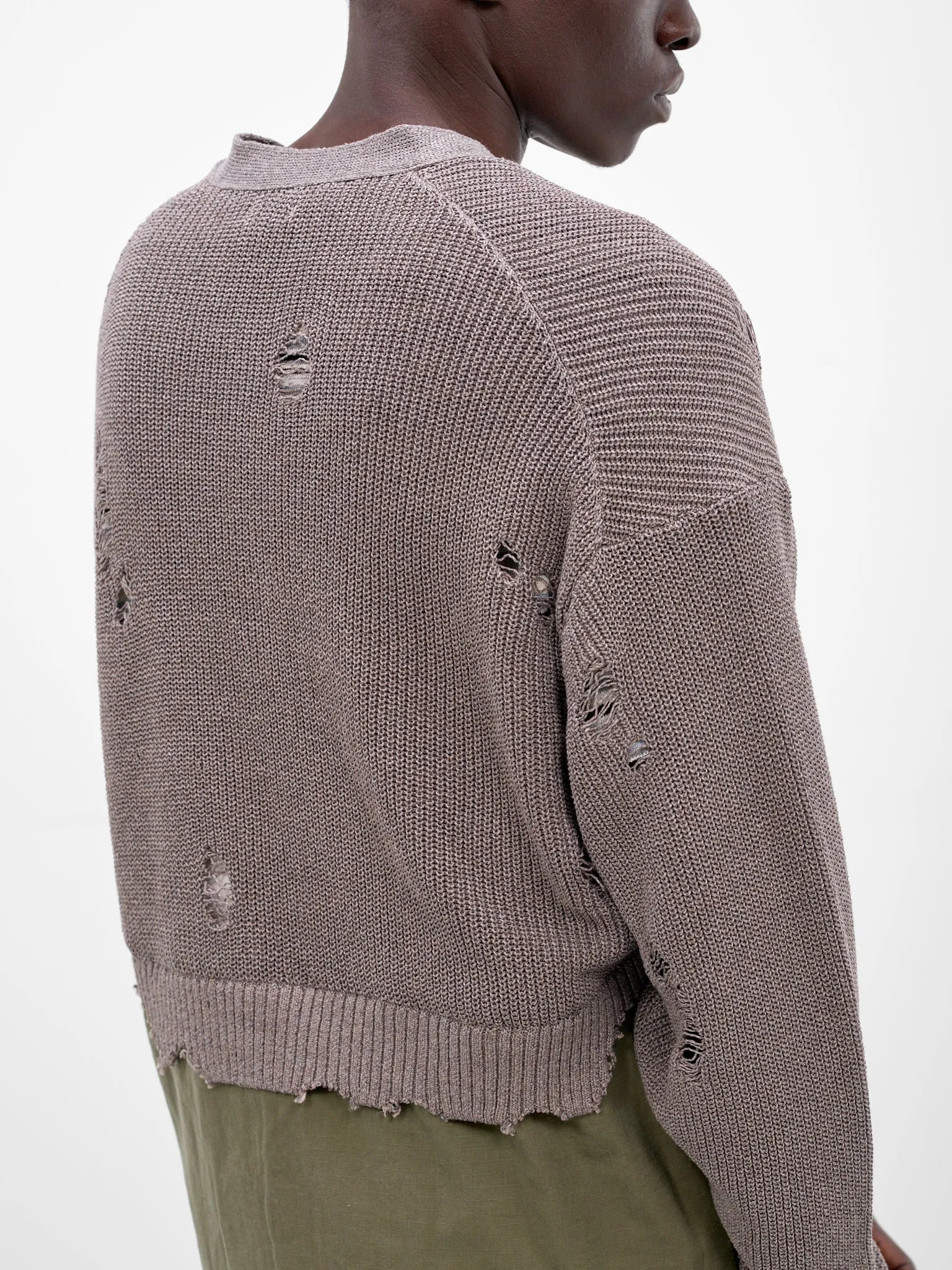 Hybrid Distressed Knit Cardigan (26SS-K-02-GREY) sold by lorenzo product image thumbnail 4