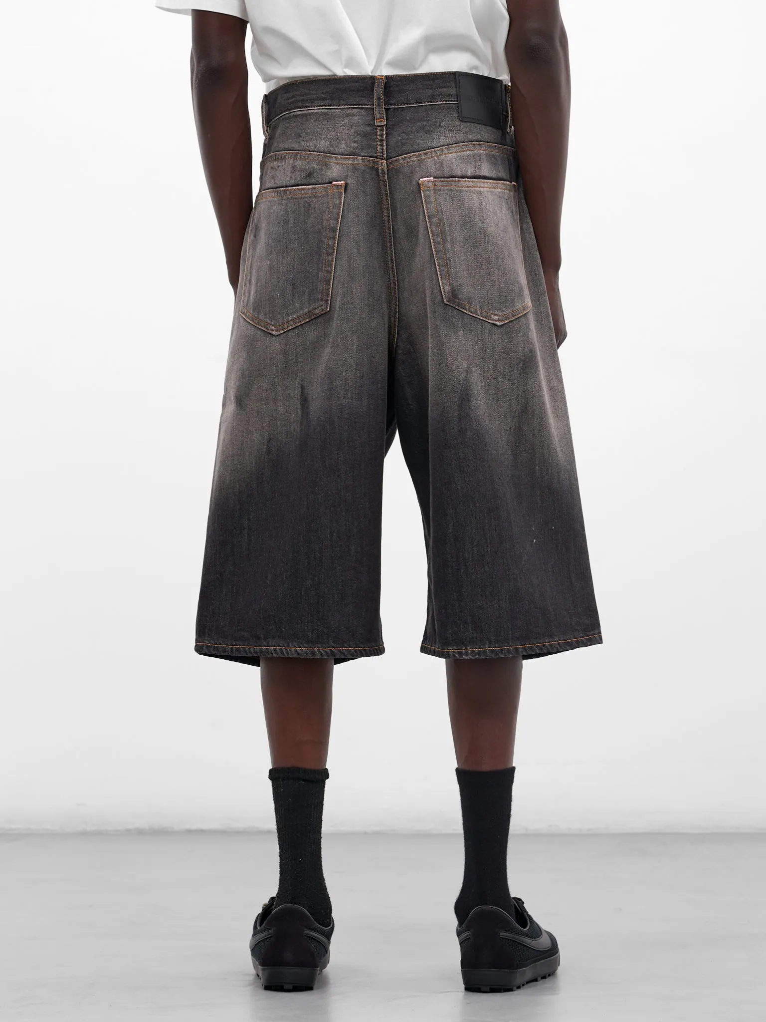 Black Faded Dirty Denim Shorts (FN-MN-SHOR000263-BLACK) sold by lorenzo product image thumbnail 3