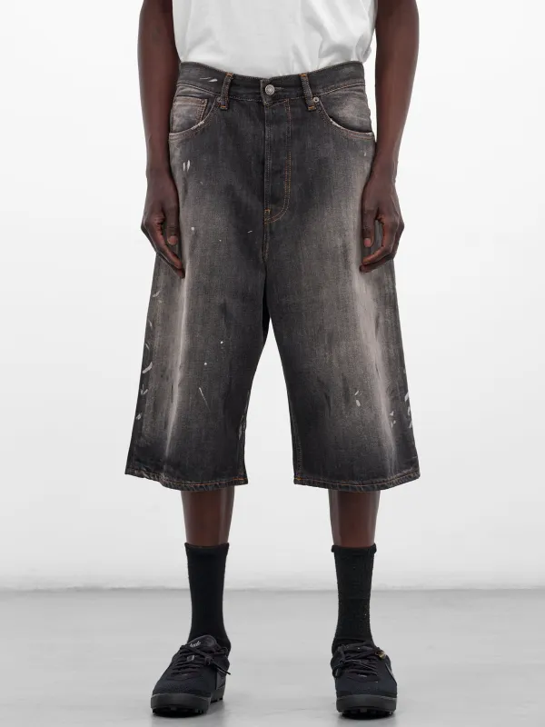 Black Faded Dirty Denim Shorts (FN-MN-SHOR000263-BLACK) sold by lorenzo