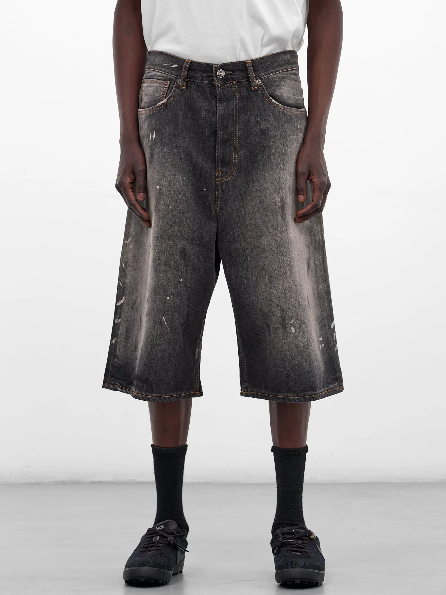 Black Faded Dirty Denim Shorts (FN-MN-SHOR000263-BLACK) sold by lorenzo