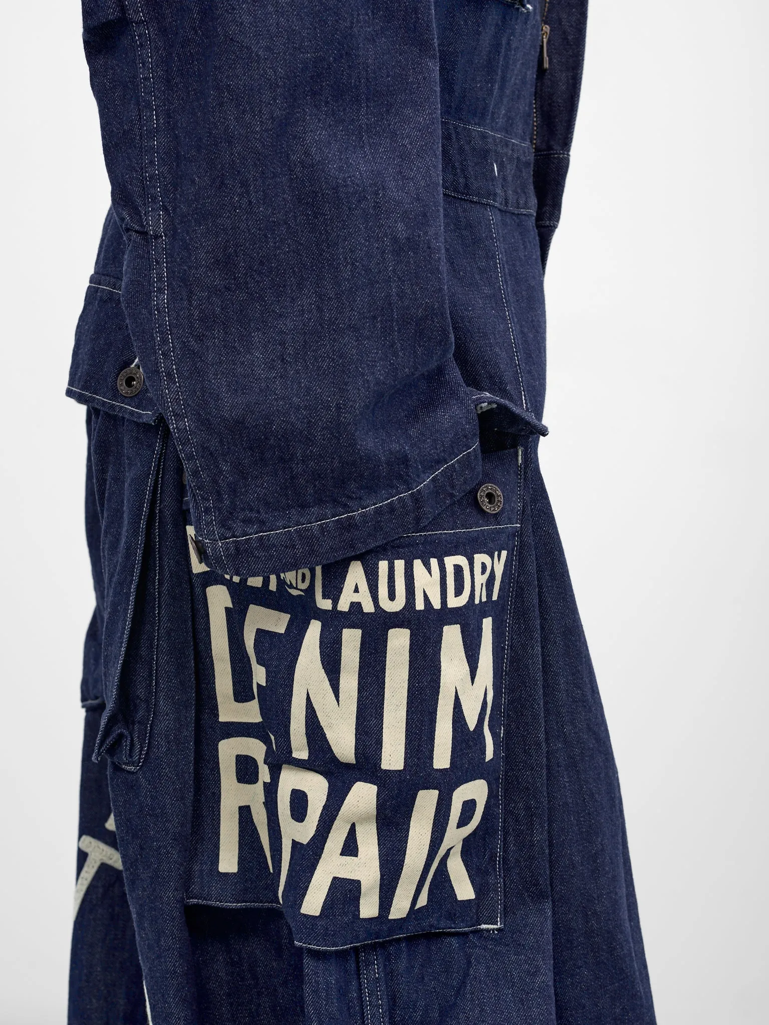 Indigo Denim Graphic Baggy Jumpsuit (K2510OP110-IDG-INDIGO) sold by lorenzo product image thumbnail 4