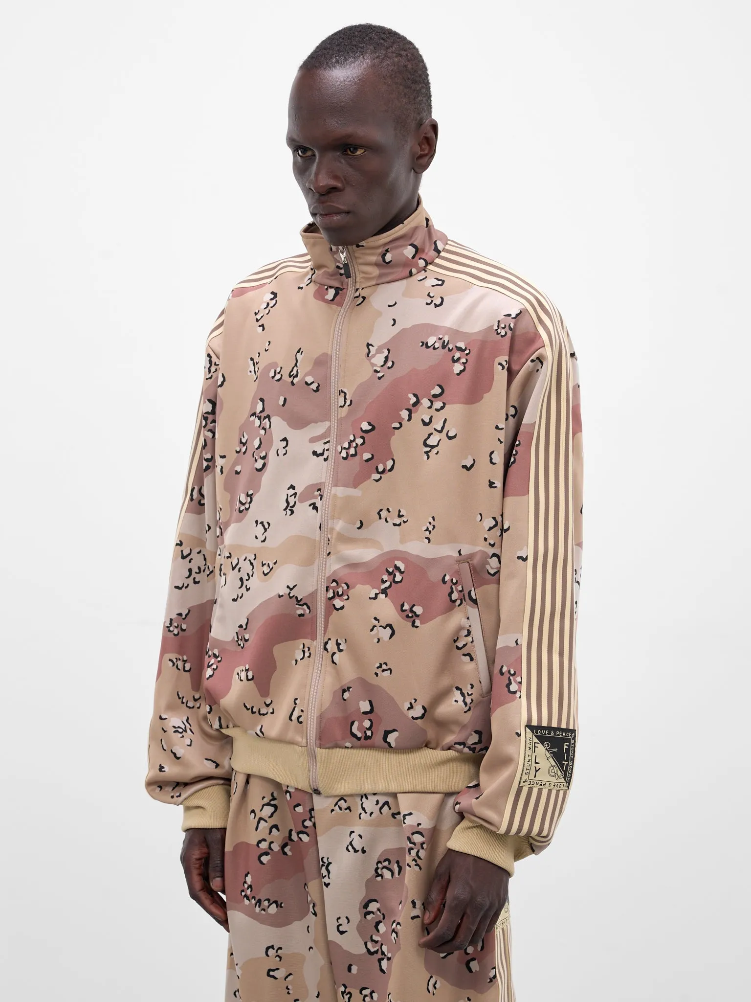 Beige Camo Jersey Track Jacket (K2510LC134-BEIGE) sold by lorenzo product image thumbnail 2