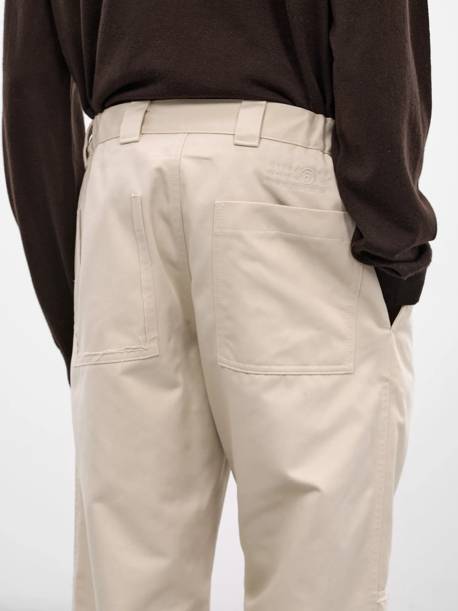 Beige Twill Wide Leg Trousers (SH0KA0044-M35729-BEIGE) sold by lorenzo product image thumbnail 4