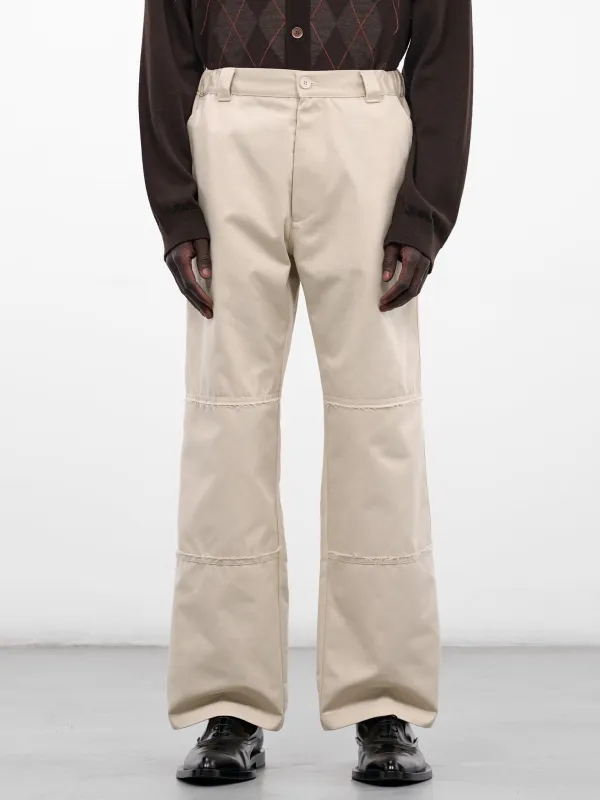 Beige Twill Wide Leg Trousers (SH0KA0044-M35729-BEIGE) sold by lorenzo