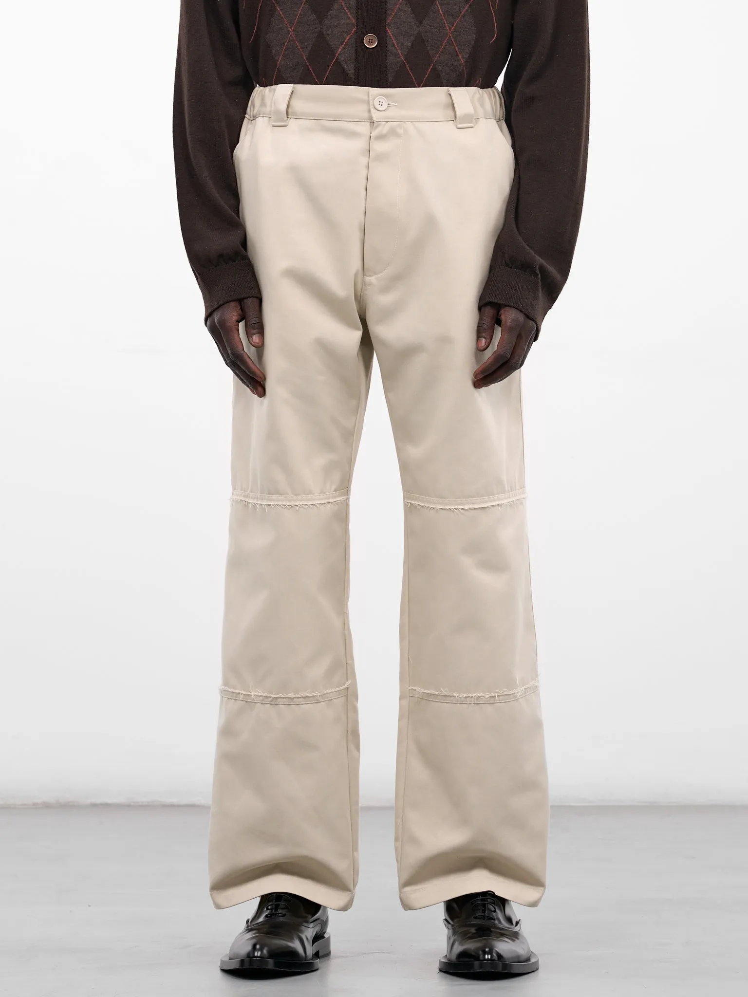 Beige Twill Wide Leg Trousers (SH0KA0044-M35729-BEIGE) sold by lorenzo