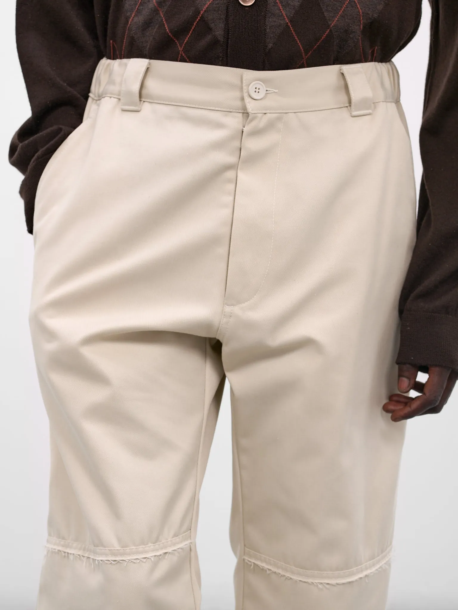 Beige Twill Wide Leg Trousers (SH0KA0044-M35729-BEIGE) sold by lorenzo product image thumbnail 5