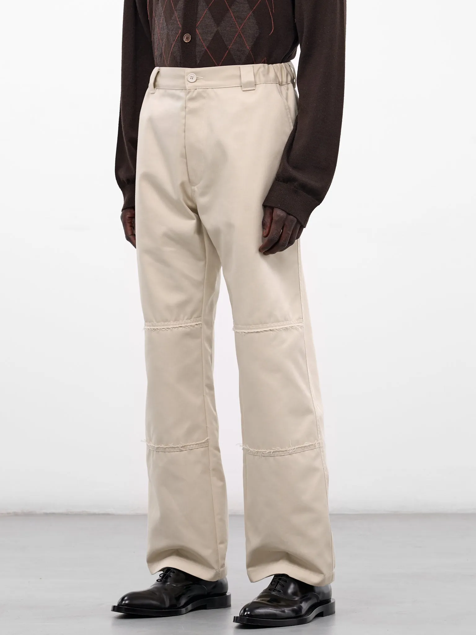 Beige Twill Wide Leg Trousers (SH0KA0044-M35729-BEIGE) sold by lorenzo product image thumbnail 2