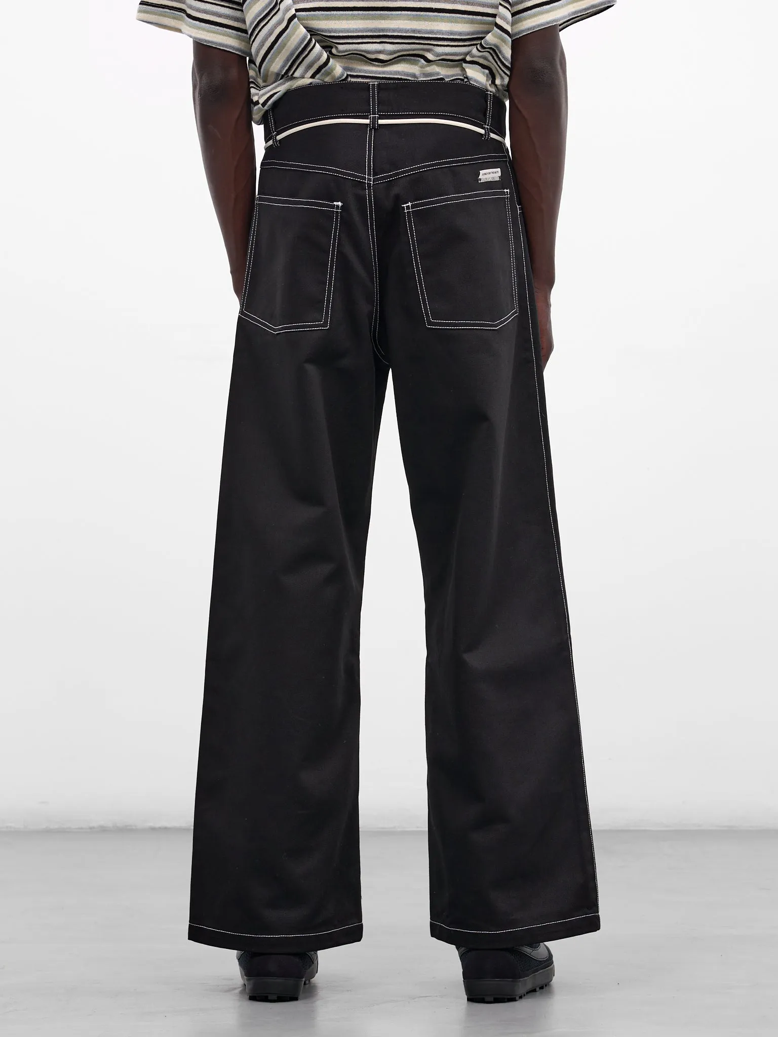 Black Wool Baggy Wide Jeans (261-MPT102-BLACK) sold by lorenzo product image thumbnail 3